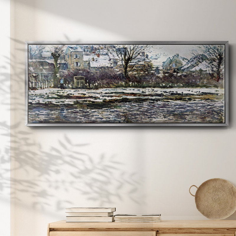 «Snow in Vetheuil» par Monet, toile encadrée, H 20 po x l 50 po