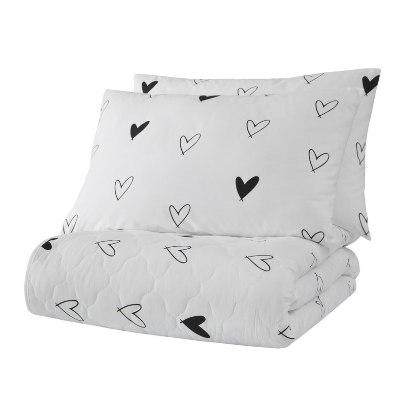 Ensemble de couvre-lit / couvre-lit 100% coton blanc / noir 2 pièces