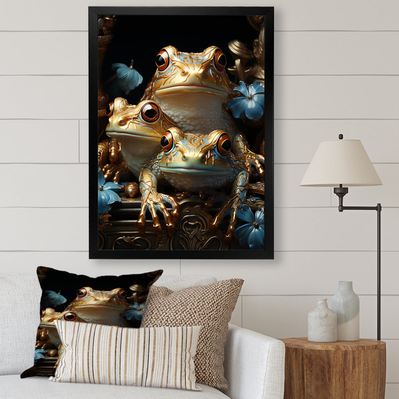 «A Baroque Frogs Portrait», reproduction sur toile, Cadre simple noir, H 32 po x l 24 po x P 1 po