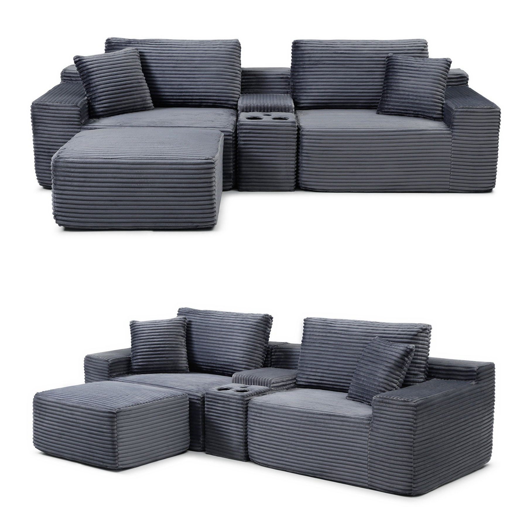 Latitude Run® L-Shape Modular Sectional Sofa with USB Ports & Storage ...