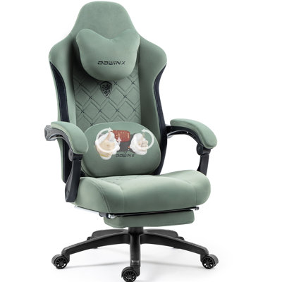 Dowinx Fabric Gaming Chair with Heated Massage, High Back PC Chair with Pocket Spring Cushion