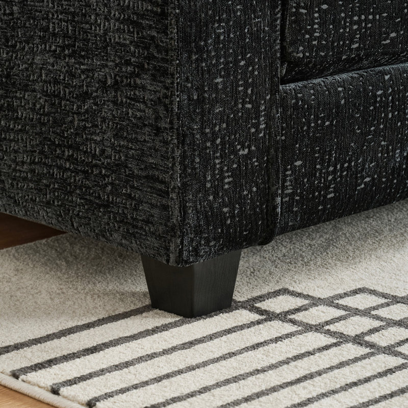 99-Inch Deep Seat Sectional Sofa, Black Chenille