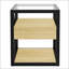 Table de bout moderne avec tiroir - Table de chevet de style industriel pour chambre à coucher et salon, panneau de fibres à densité moyenne en bois naturel et plateau en verre trempé
