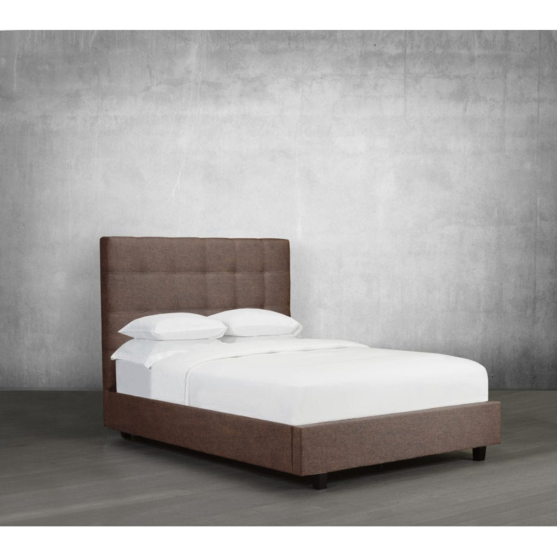 Lit plateforme tapissier Haskins, Grand, Similicuir - caramel, Storage Included