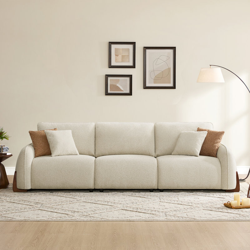 125'' Upholstered Modern Modular Sofa With Wood Legs, Sand