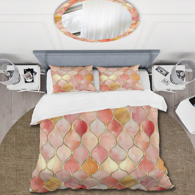 Ensemble de housse de couette rose doré Ogee Glamour - Mid-Century, Housse de couette très grand + 2 taies décorativ