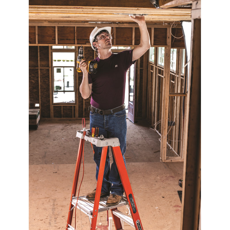4 ft Orange Fiberglass Pinnacle Platform Ladder with 300 lbs Capacity