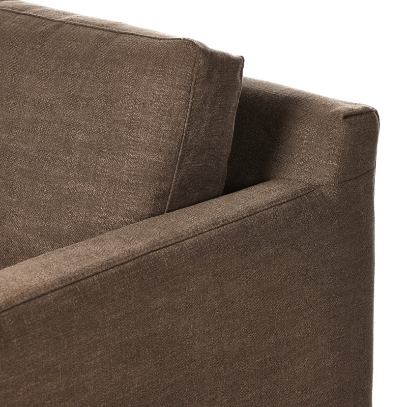 Hampton Slipcovered Swivel Armchair, Antwerp Cafe Linen Blend