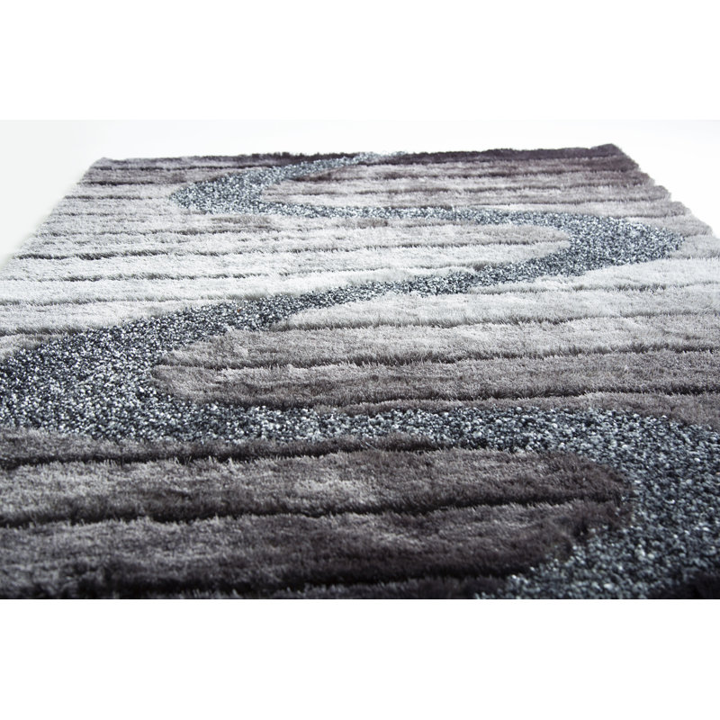 Tapis gris/noir touffeté à la main Nevin