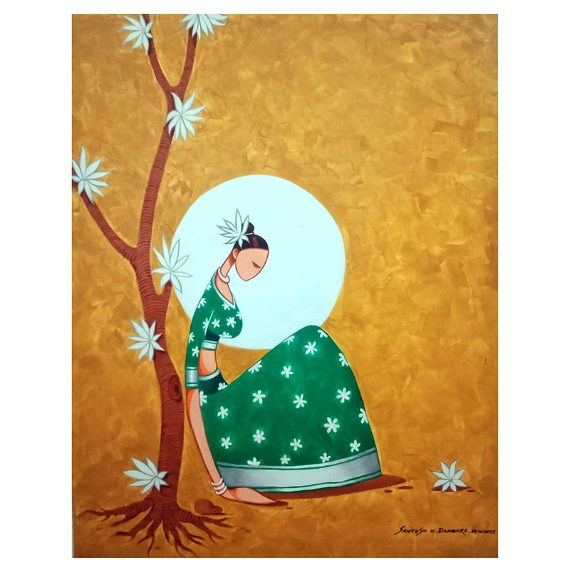 Fleurs et beauté sur toile | Peinture acrylique | Par Santosh Narayan Dangare