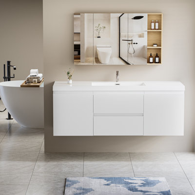 Meuble-lavabo flottant avec lavabo