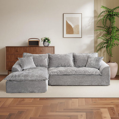 103-inch Cloud Modular Sofa Set, Living Room Bone-Free Chenille Fabric Sofa, Modular Sectional Sofa with Deep Recliner, Three-Seater L-Shaped Bone-Free Sofa for Living Room, No Assembly Required