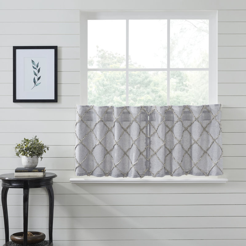 Strausstown Geometric Cotton Tailored 72'' W Cafe Curtain in, 36" W x 24" L
