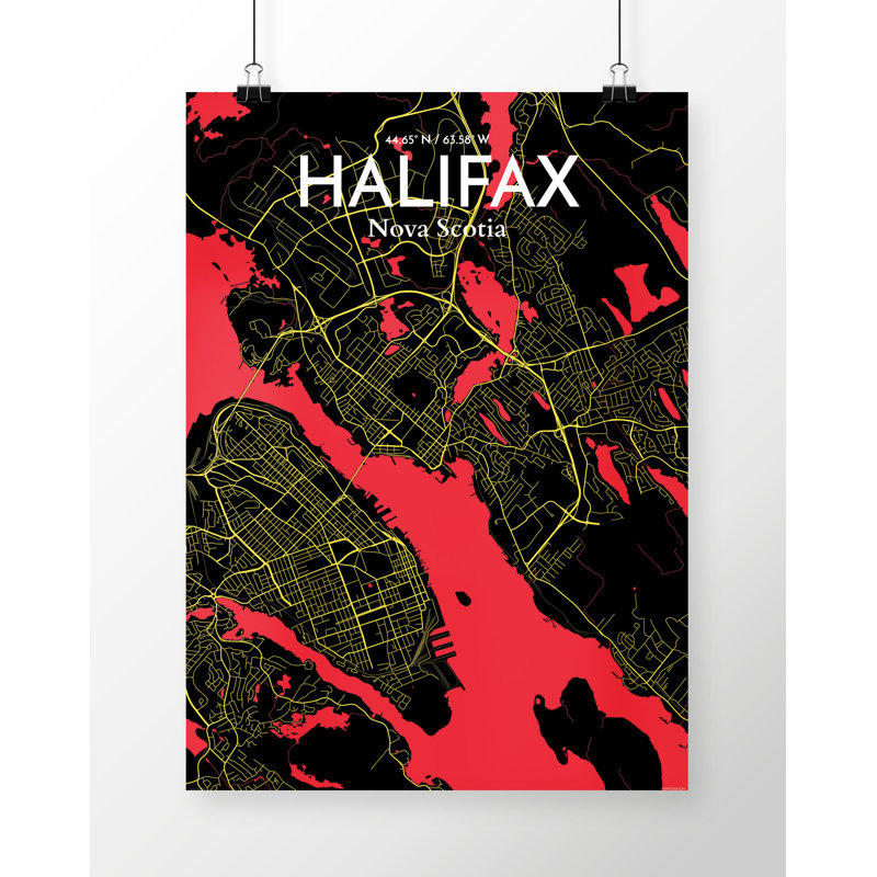 Halifax City Map - No Frame Print, 43 cm H x 28 cm W