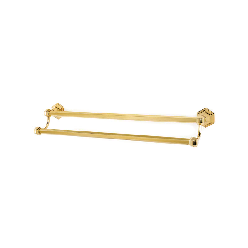 Nicole Double Wall Mounted Towel Bar, 32.5'' L x 6'' D, Polished Brass