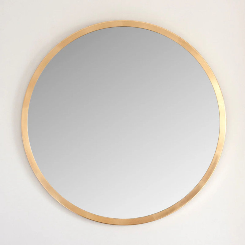 Contemporary Simple Round Mirror Gold, 102 cm H x 102 cm W