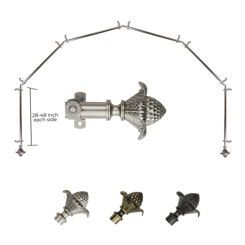 Tringle à rideaux simple ajustable avec baie vitrée de 0,81 po, Nickel satiné, 28 po à 48 po (chaque côté)