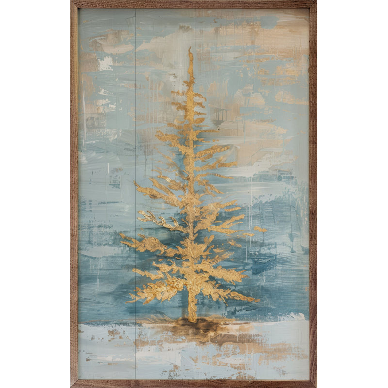 Arbre d'or vieilli II par Petals Prints Design, H 8 po x l 5 po