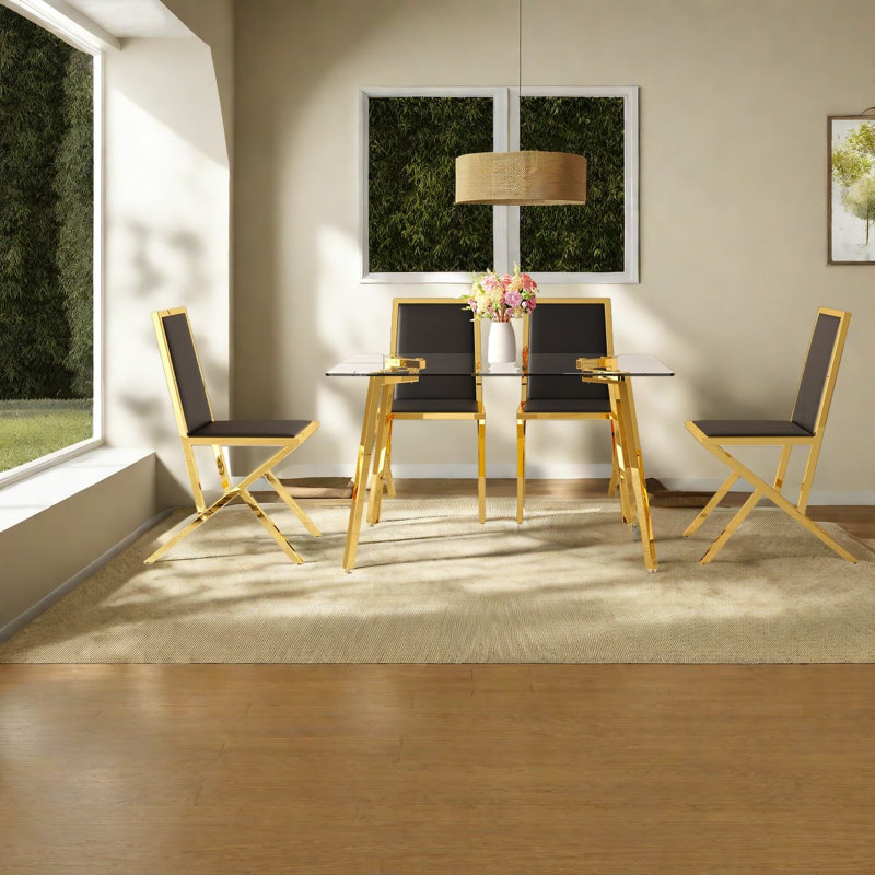 Dining Table Sets(must Include Both Table And Chair), Glass Metal Modern Home