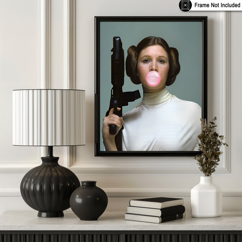 Princesse Leia, gomme à bulles rose, Unframed, Poster, 12"H x 16"W