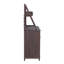 Banc de jardinage en bois de sapin brun - poste de travail de jardin à 5 tiroirs avec panneau arrière à lattes et armoire de rangement