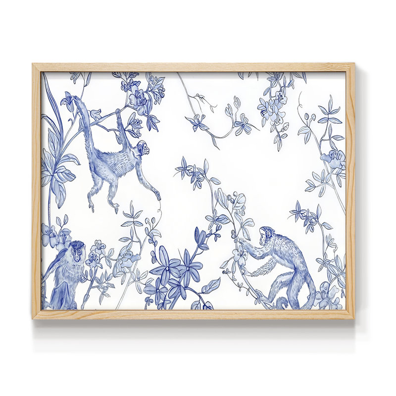 «Blue Monkey Land Toile II», reproduction encadrée, H 8 po x l 10 po, Naturel