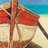 Tied up rowing boat - 32"x32" art on canvas