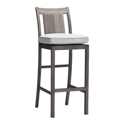 Croquet Teak Outdoor 24.5'' Counter Stool with Cushion
