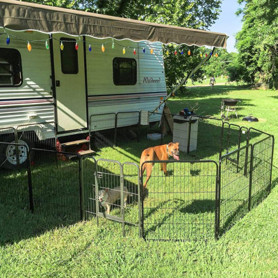 31" Dog Playpen Indoor & Outdoor Foldable Pet Exercise Fence Pen With Door Gate, Dog Kennels For Small/medium/puppy Dogs (8 Panels)