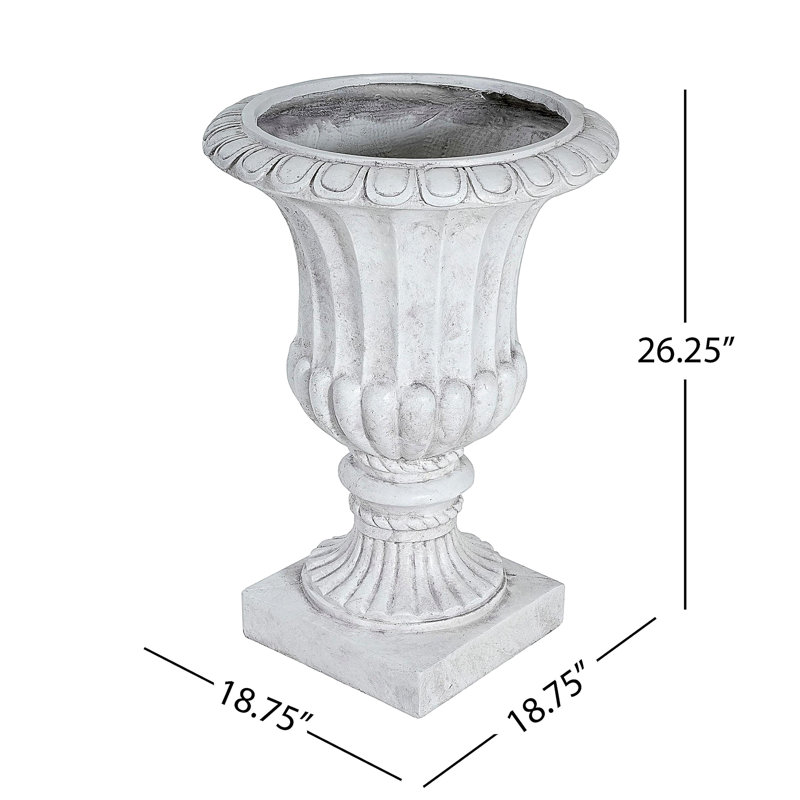 Urne de jardin pour l'extérieur, blanc antique, Blanc antique