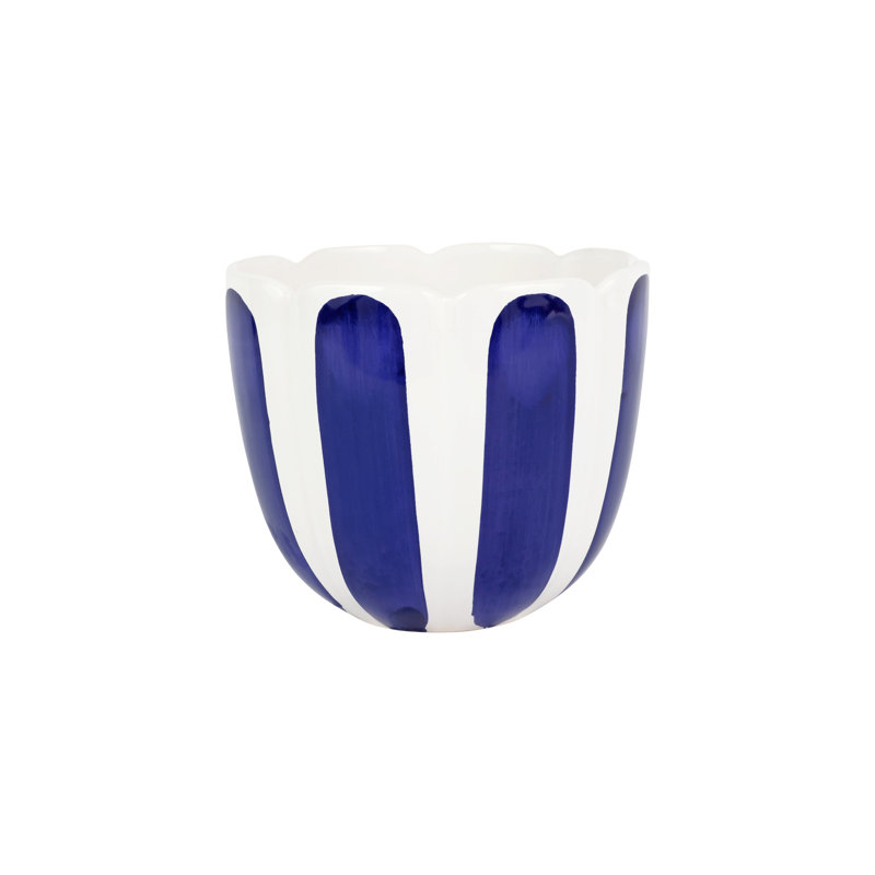 Viva Garden Handmade Cachepot, White/Cobalt, 6" H x 8" W x 8" D