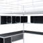 Lit mezzanine en métal avec bibliothèque, bureau et armoire-878026540