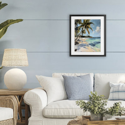 Tranquil Tropical Coastline, reproduction encadrée sous verre, conception de Franklyn Gregory