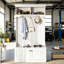 Armoire de rangement de garage 4 en 1 de 164 cm de hauteur avec banc, crochets et étagères ouvertes, blanc ivoire-1588982543