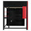 Lit mezzanine double en bois avec bureau, garde-robe ouverte et éclairage RVB, lit multifonctionnel pour enfants et adolescents, rouge-360668268