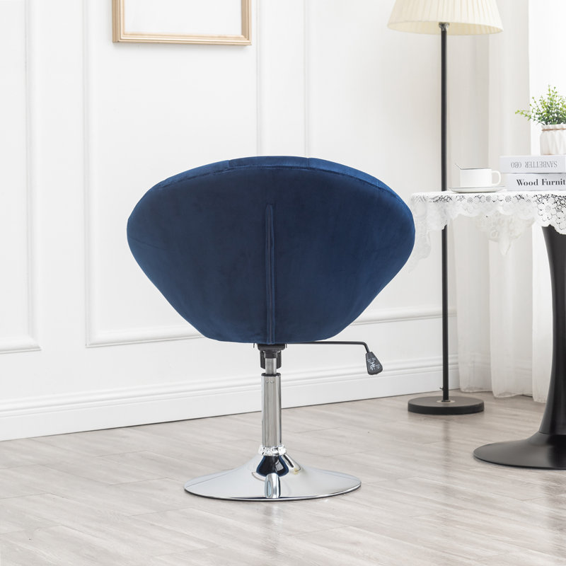 Gahn 28.25'' Wide Tufted Swivel Side Chair with Adjustable Height, Velvet Blue