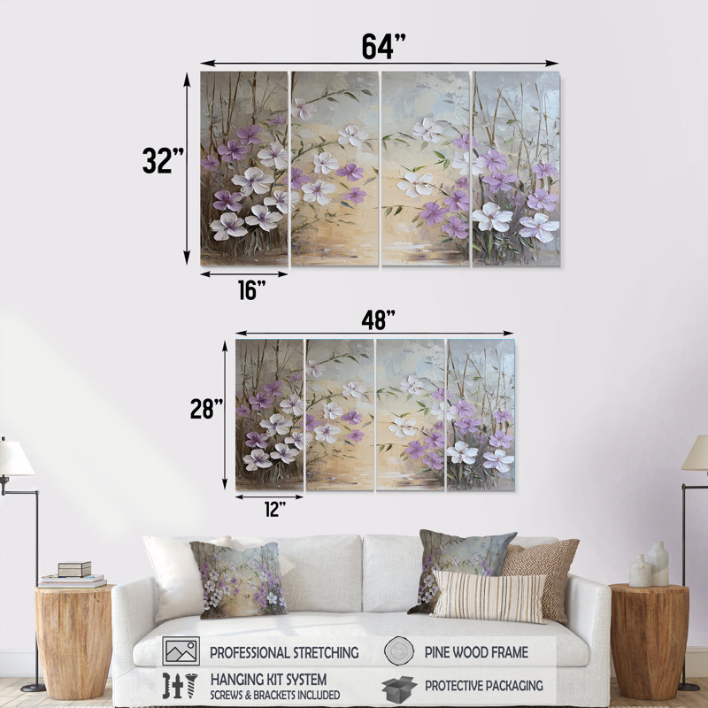 Cheshire - lavande, art mural - décoration murale traditionnelle, H 28 po x l 48 po, 4