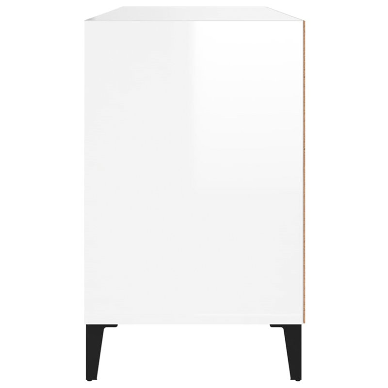 Aubreir Faux Leather Upholstered Storage Bench, High Gloss White