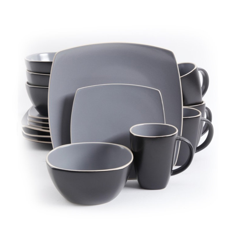 Ensemble 16 pièces de vaisselle Gibson Soho, Gris / Noir