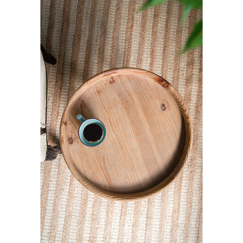 Schlenker 19.7" W Round Solid Wood End Table