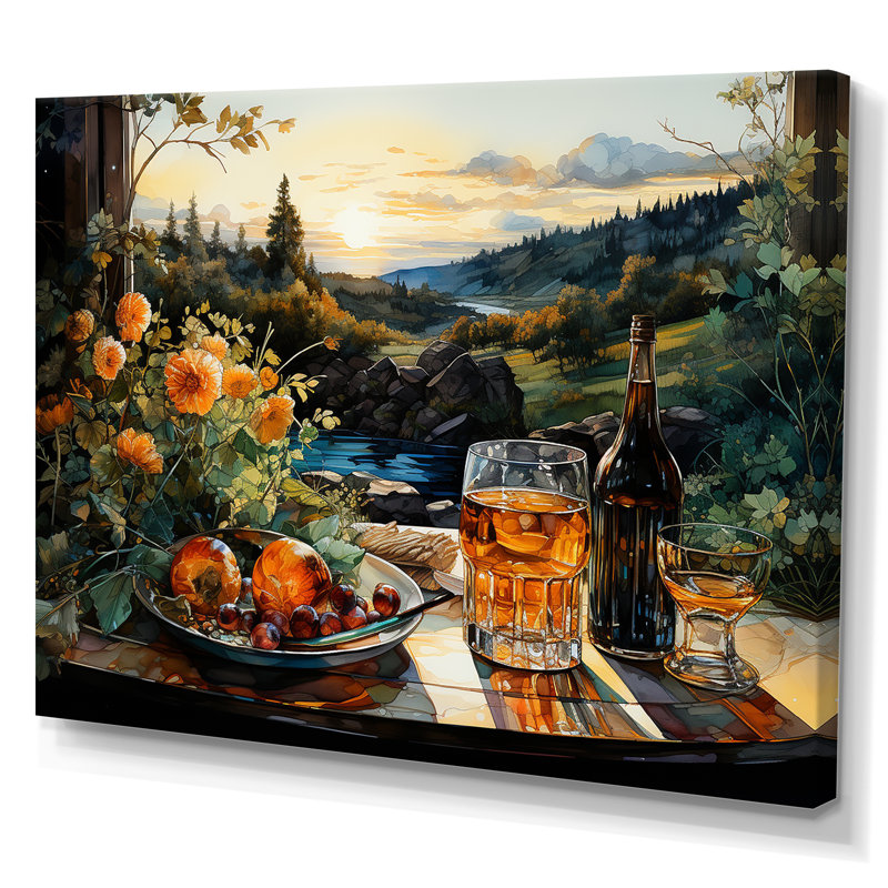 Repas de pique-nique, charme sur toile, Toile tendue, H 12 po x l 20 po x P 1 po