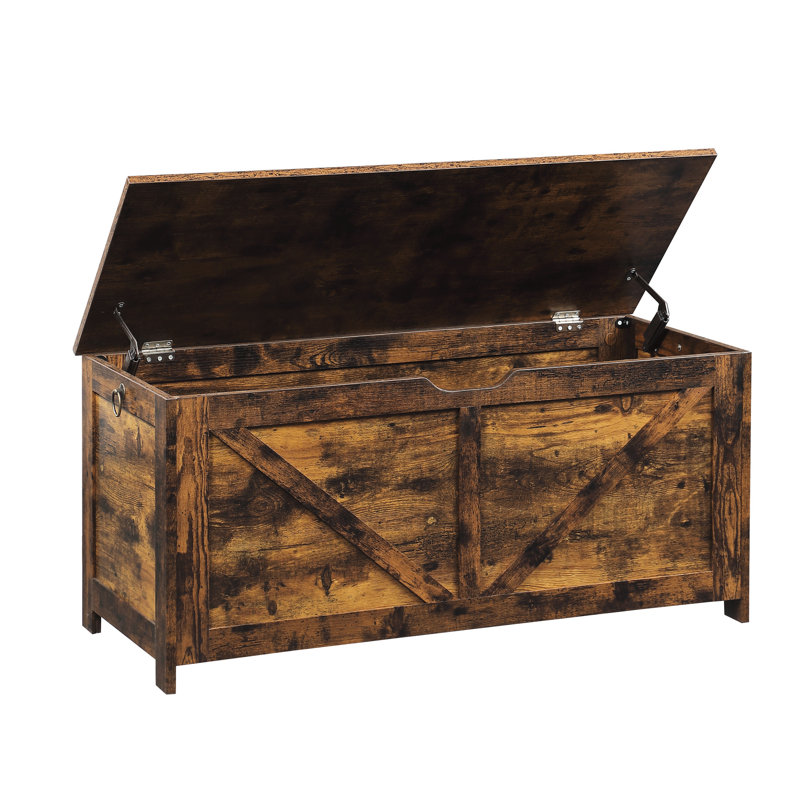 Banc de rangement rétro avec finition brun rustique et 2 charnières, idéal pour la chambre à coucher dans le vestibule: L 39,7 po x P 15,7 po, capacité de poids de 300 livres, facile à assembler