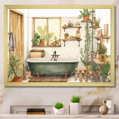 "Natural Bathroom Decor", impression sur toile encadrée