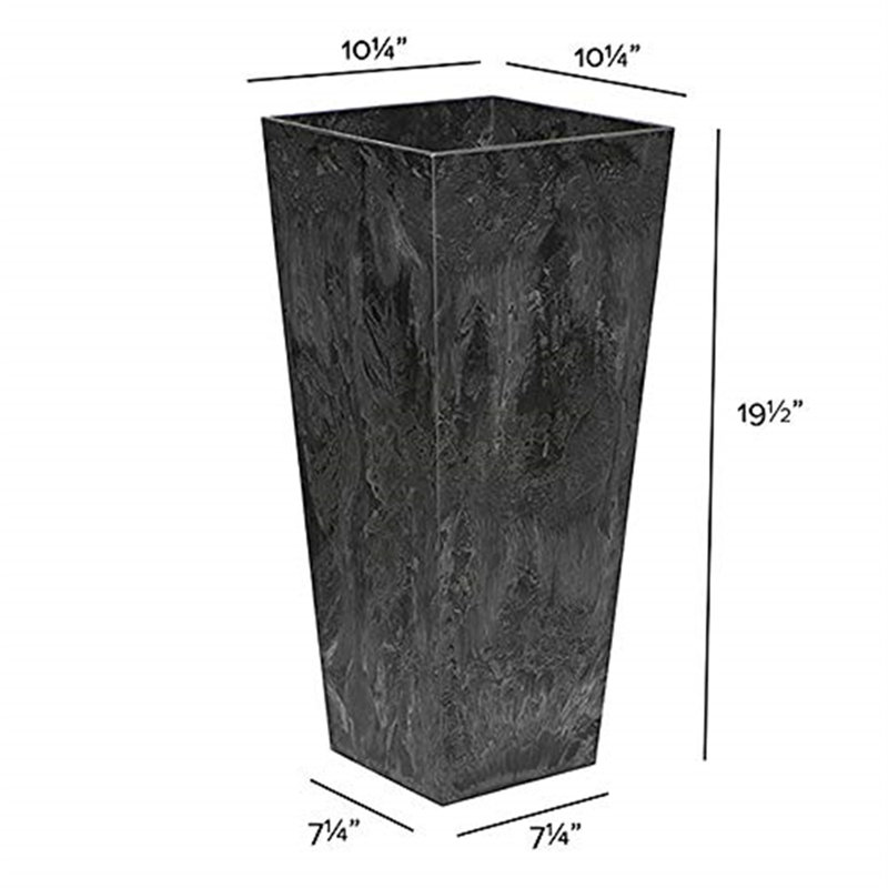 Novelty ArtStone Indoor/Outdoor Ella Tall Planter with Water-Minder Reservoir, Black, 19.5in