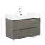Meuble-lavabo mural de 36 po avec lavabo, grand meuble-lavabo flottant mural pour salle de bain moderne, lavabo une pièce sans drain ni robinet, pré-assemblé