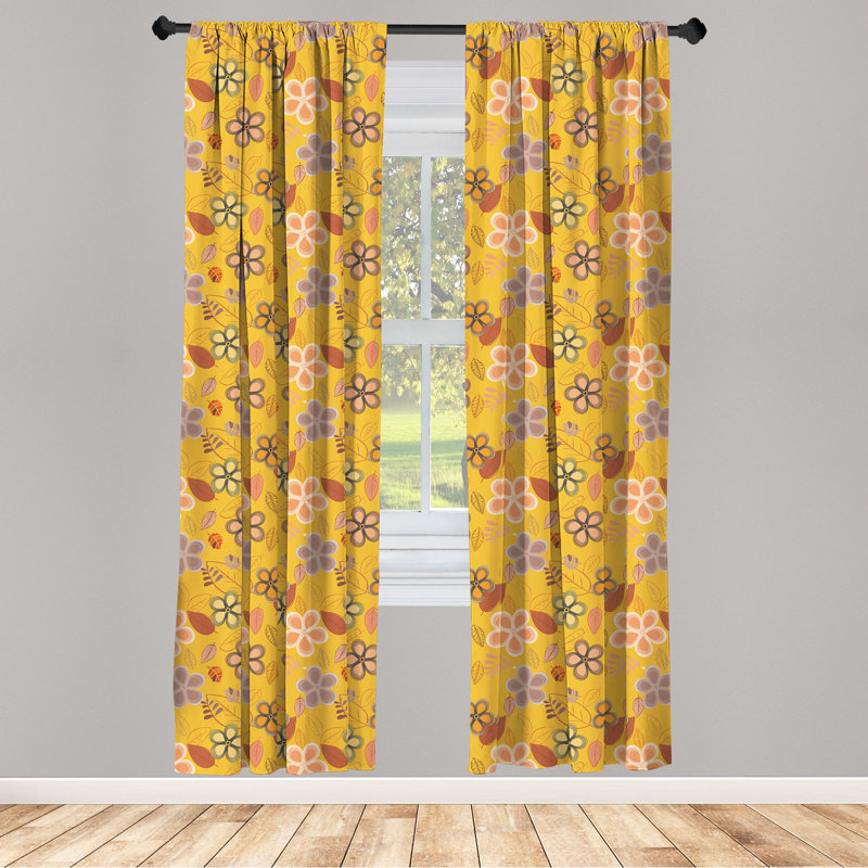 Floral Semi-Sheer Rod Pocket Curtain Panels, 28" x 63"