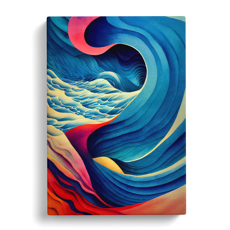 XC1022-1693X Contemporary Ocean Wave Art No.2 Abstract - Wrapped Canvas Print, 50cm H x 35cm W x 3cm D