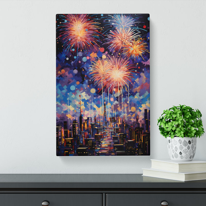 Fireworks Hard Edge Painting - Wrapped Canvas, 60cm H x 40cm W x 3cm D