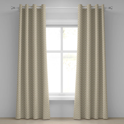 Latitude Run® Beige Grommet Curtain 2-Panel Window Drapes, 50", Ivory Beige