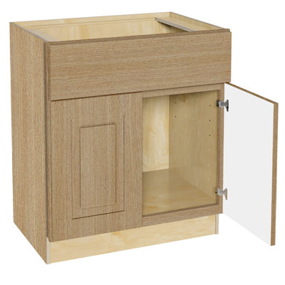 Gallery Express Briar Plywood Assembled 30 in. W X 24 in. D X 34.5 in. H Sink Base Kitchen Cabinet with Soft Close in Straw